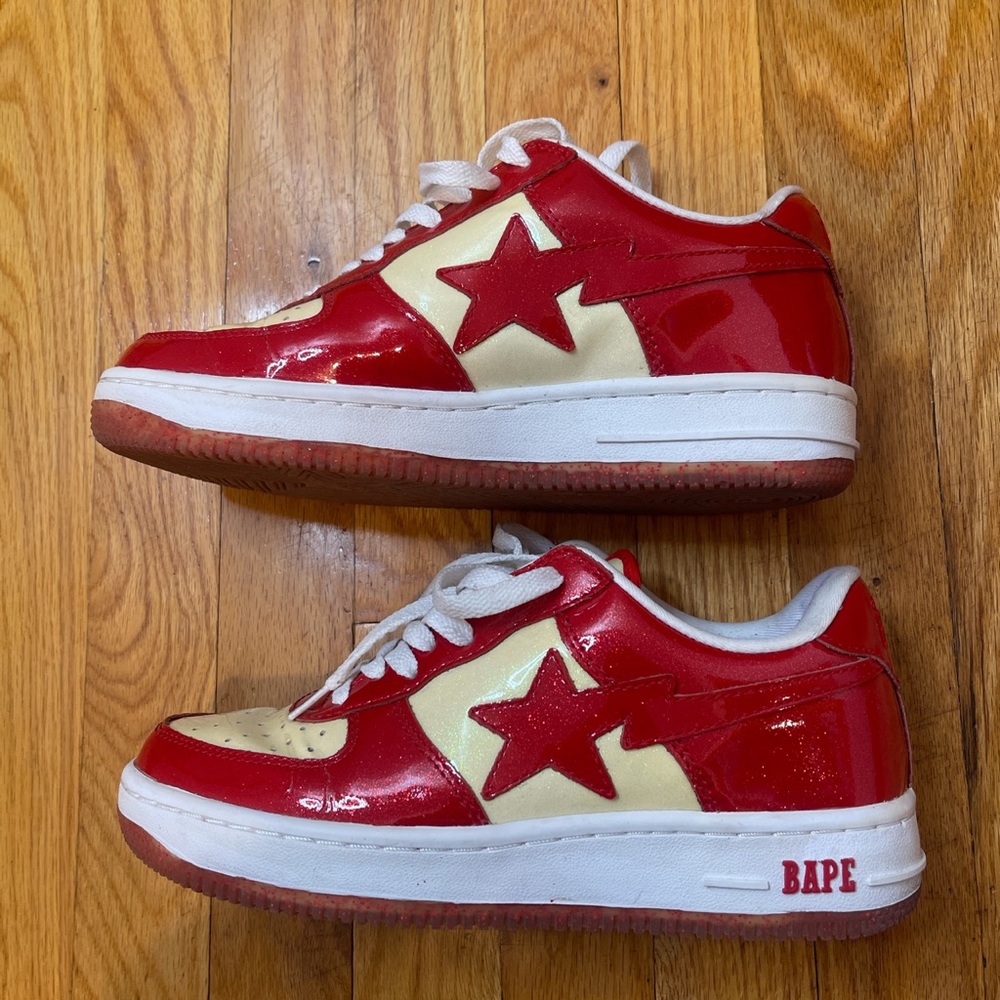 Bape Red & Yellow Glitter Bapestas 6.5 - Picture 3 of 10